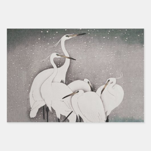 Japans Egrets Koson kranen wintersneeuw Inpakpapier Vel (Voorkant)