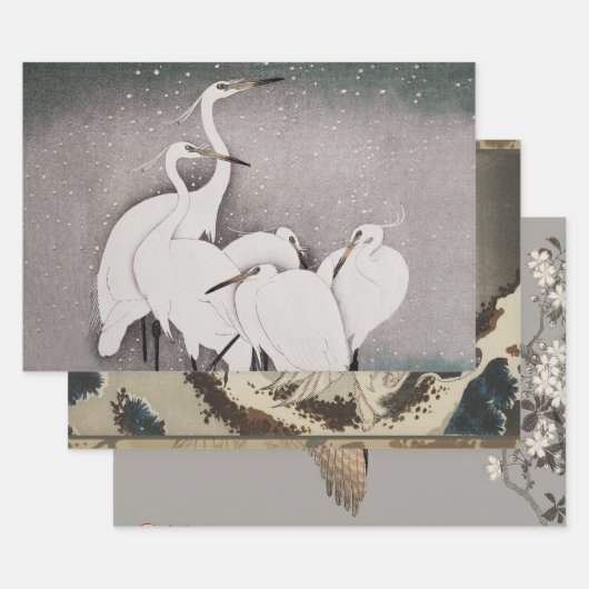 Japans Egrets Koson kranen wintersneeuw Inpakpapier Vel (Set)