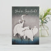 Japans Egrets Koson kranen wintersneeuw Kaart (Staand voorkant)
