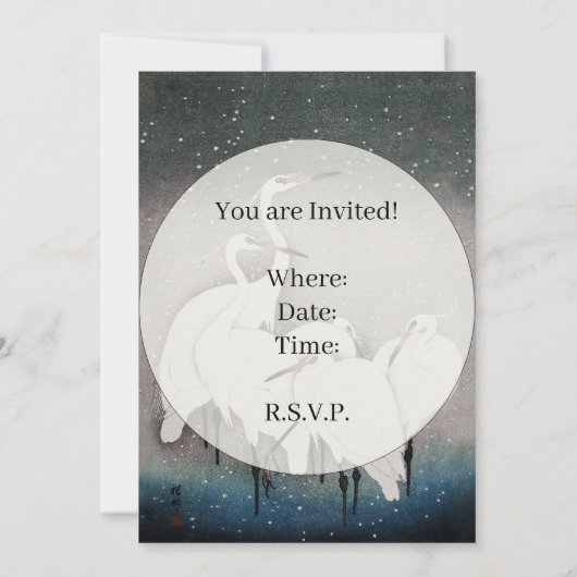 Japans Egrets Koson kranen wintersneeuw Kaart (Achterkant)