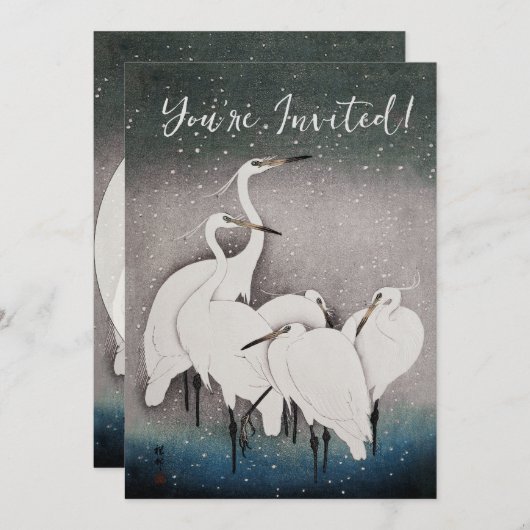 Japans Egrets Koson kranen wintersneeuw Kaart (Voorkant / Achterkant)