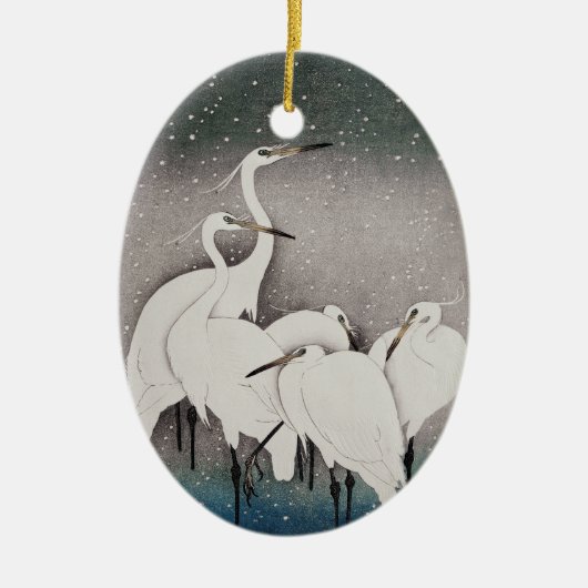 Japans Egrets Koson kranen wintersneeuw Keramisch Ornament (Voorkant)