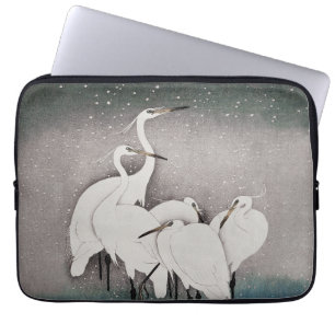 Japans Egrets Koson kranen wintersneeuw Laptop Sleeve