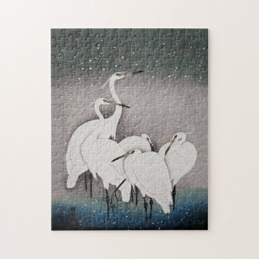 Japans Egrets Koson kranen wintersneeuw Legpuzzel (Verticaal)