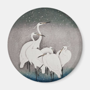 Japans Egrets Koson kranen wintersneeuw Magneet