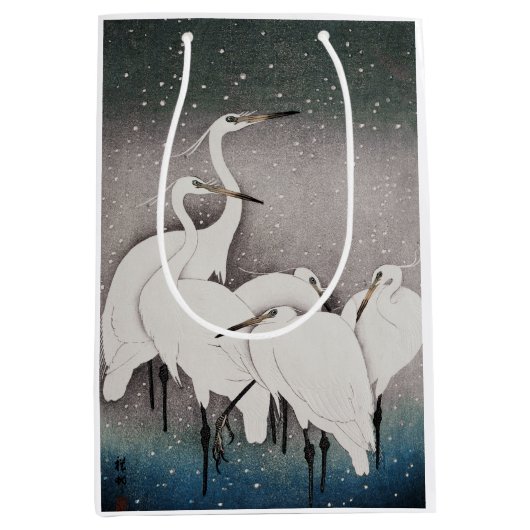 Japans Egrets Koson kranen wintersneeuw Medium Cadeauzakje (Voorkant)