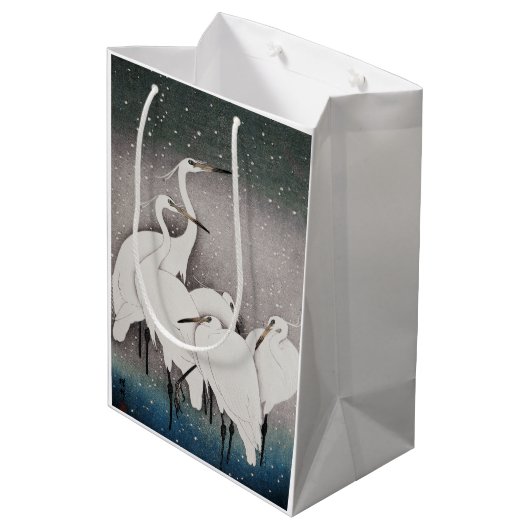 Japans Egrets Koson kranen wintersneeuw Medium Cadeauzakje (Achterkant Gekanteld)
