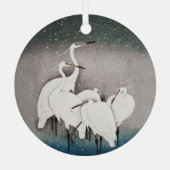 Japans Egrets Koson kranen wintersneeuw Metalen Ornament (Achterkant)