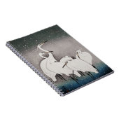 Japans Egrets Koson kranen wintersneeuw Notitieboek (Rechterzijde)