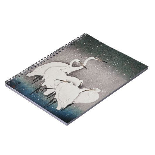 Japans Egrets Koson kranen wintersneeuw Notitieboek (Linkerzijde)