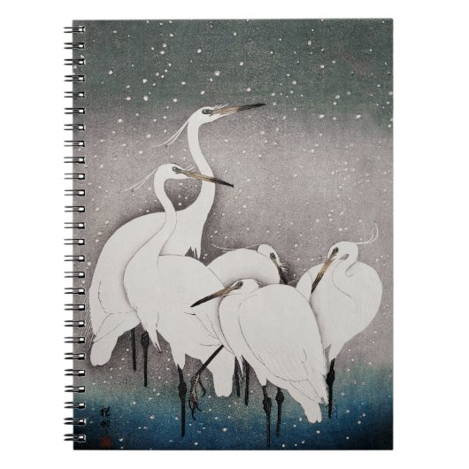 Japans Egrets Koson kranen wintersneeuw Notitieboek (Voorkant)