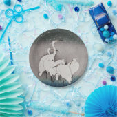 Japans Egrets Koson kranen wintersneeuw Papieren Bordje (Feest)