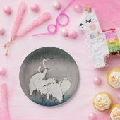 Japans Egrets Koson kranen wintersneeuw Papieren Bordje (Feest)