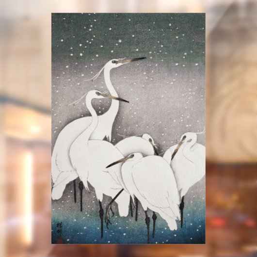 Japans Egrets Koson kranen wintersneeuw Raamsticker (Vel 2)