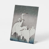 Japans Egrets Koson kranen wintersneeuw Reclamebord Met Voetstuk (Voorkant)