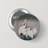 Japans Egrets Koson kranen wintersneeuw Ronde Button 5,7 Cm (Voorkant /achterkant)