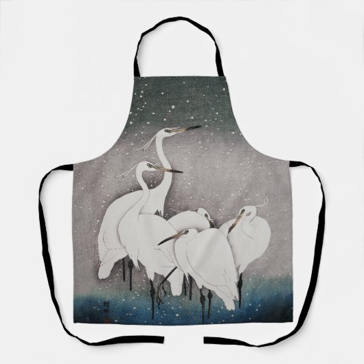 Japans Egrets Koson kranen wintersneeuw Schort (Voorkant)