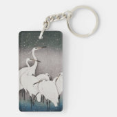 Japans Egrets Koson kranen wintersneeuw Sleutelhanger (achterkant)