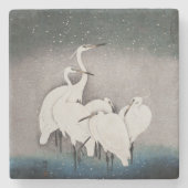 Japans Egrets Koson kranen wintersneeuw Stenen Onderzetter (Voorkant)