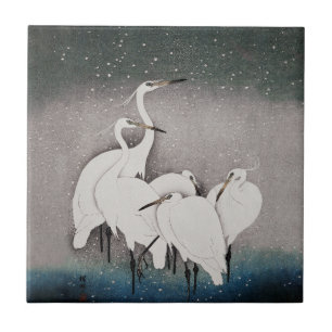 Japans Egrets Koson kranen wintersneeuw Tegeltje