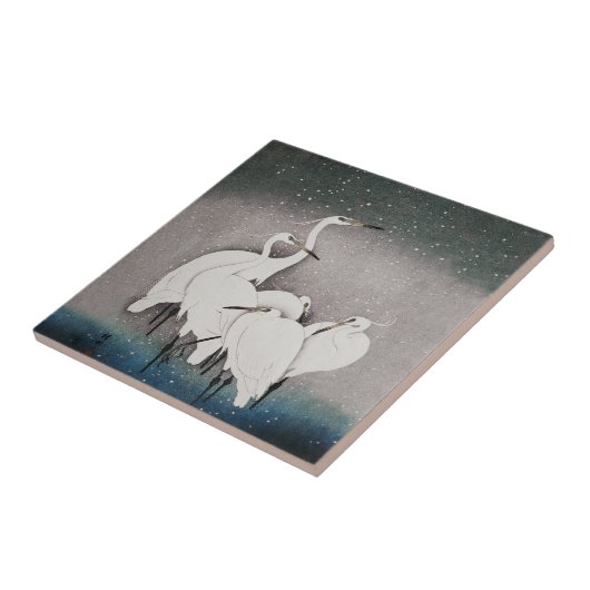 Japans Egrets Koson kranen wintersneeuw Tegeltje (Zijkant)