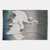 Japans Egrets Koson kranen wintersneeuw Theedoek (Horizontaal)