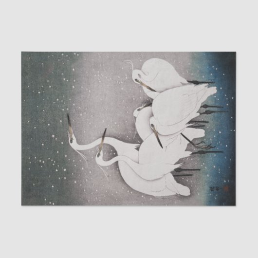 Japans Egrets Koson kranen wintersneeuw Tissuepapier (Voorkant)