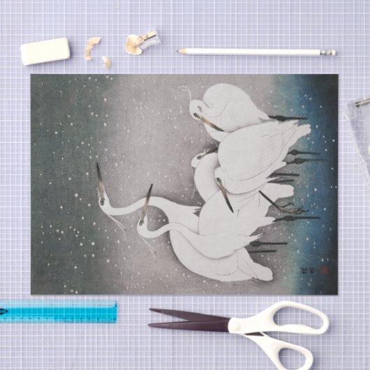 Japans Egrets Koson kranen wintersneeuw Tissuepapier (Craft)