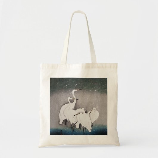 Japans Egrets Koson kranen wintersneeuw Tote Bag (Voorkant)