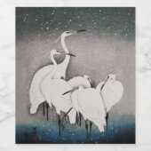 Japans Egrets Koson kranen wintersneeuw Wijn Etiket (Enkel label)