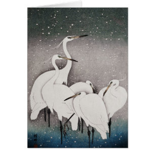Japans Egrets Kranen Vogel Winter Sneeuw Kunst