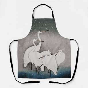 Japans Egrets Kranen Vogel Winter Sneeuw Kunst Schort