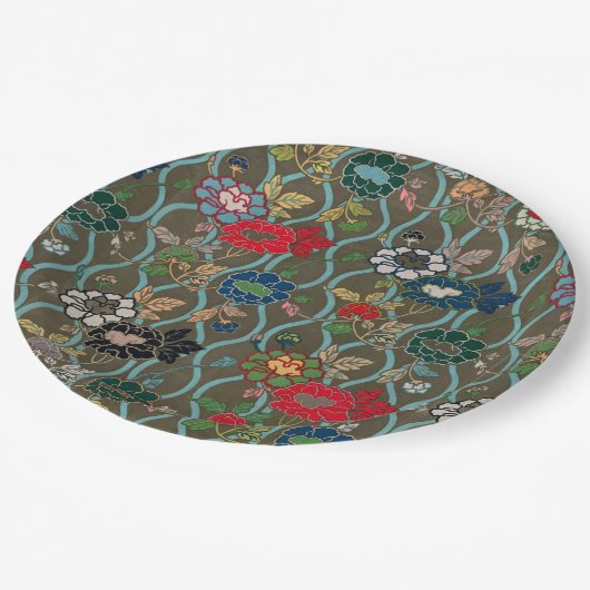 Japans Elegantie: bloemen Papieren Bordje (Gekanteld)