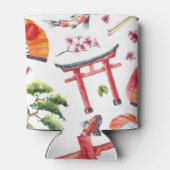 Japans Elements Waterverf Naadloze Textuur Blikjeskoeler (Achterkant)