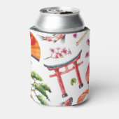 Japans Elements Waterverf Naadloze Textuur Blikjeskoeler (Blikje Achterkant)