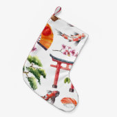 Japans Elements Waterverf Naadloze Textuur Kleine Kerstsok (Voorkant (Hangend))