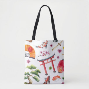 Japans Elements Waterverf Naadloze Textuur Tote Bag