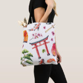 Japans Elements Waterverf Naadloze Textuur Tote Bag (Dichtbij)