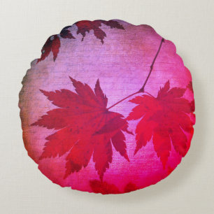 Japans esdoorn bladeren en script herfst roze rood rond kussen