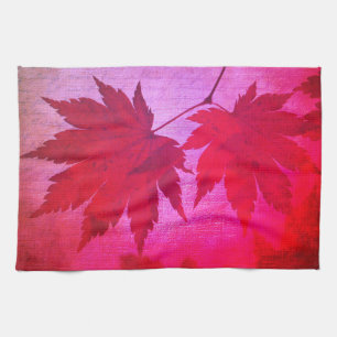 Japans esdoorn bladschrift herfst roze rood theedoek