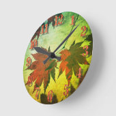 Japans esdoornblad en script herfst rood groen ronde klok (Hoek)