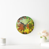 Japans esdoornblad en script herfst rood groen ronde klok (Huis)