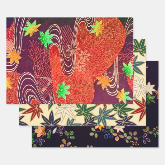 Japans esdoornblad ontwerp inpakpapier vel (Set)