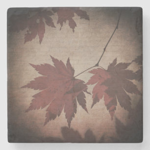 Japans esdoornblad schrift herfst rood bruin elega stenen onderzetter