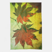 Japans esdoornblad script herfst rood groen elegan theedoek (Verticaal)