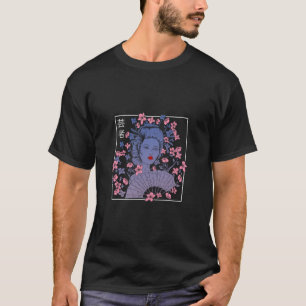 Japans esthetisch geisha sakura bloemen vaporwave t-shirt