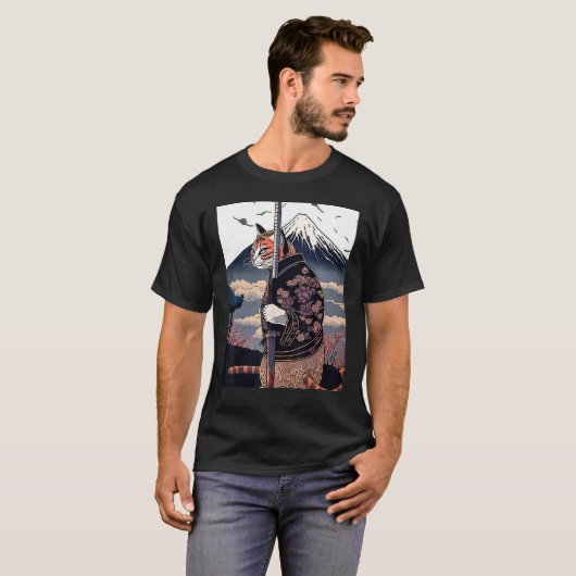 Japans Esthetisch Sakura Cherry Blossoms samurai T-shirt (Voorkant volledig)