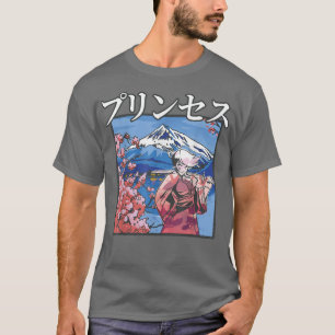 Japans esthetisch Samurai Girl Cherry Blossom T-shirt