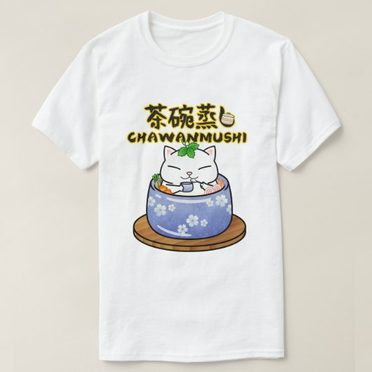 Japans eten Chawanmushi Kat T-shirt (Design voorkant)