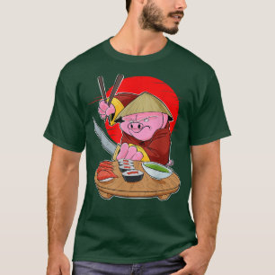Japans eten I Maki Lover I Samurai Sushi Pig 338 T-shirt